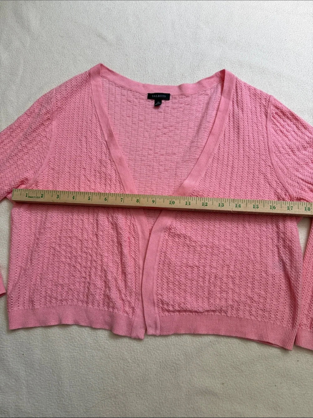 Talbots Pink Pointelle Open-Front Women's Cardigan